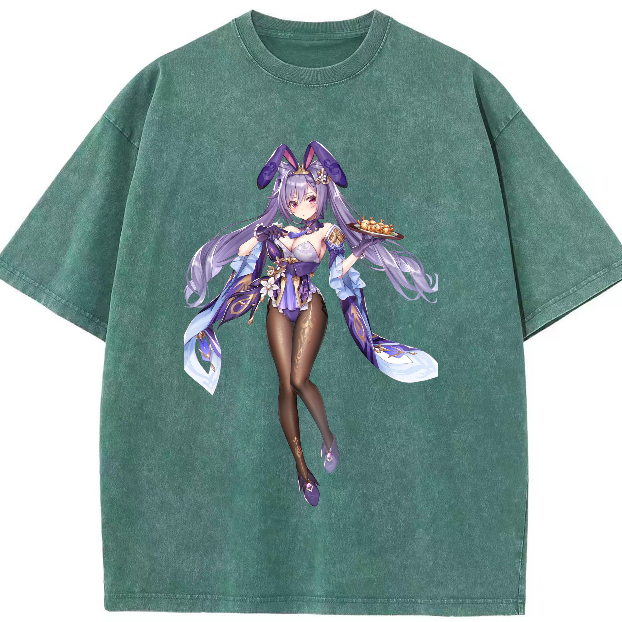 げんし神 刻晴 こくせい genshin Kokusei 綿100% ヴィンテージ風 半袖Tシャツ（フロントプリント）